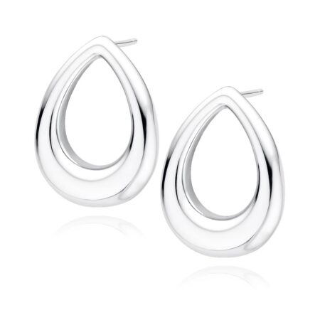 Διάτρητα Καρφωτά Σκουλαρίκια Δάκρυ 20 x 16 mm σε Ασημί ή Χρυσό 14K
