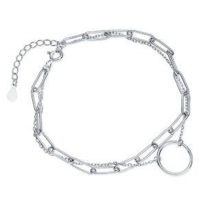 Διπλό Βραχιόλι Αλυσίδα με Κύκλο 12 mm σε Χρυσό 14K ή Ασημί