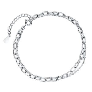 Διπλό Βραχιόλι Αλυσίδα 1 mm και 3 mm σε Χρυσό 14K ή Ασημί
