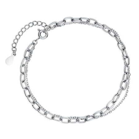 Διπλό Βραχιόλι Αλυσίδα 1 mm και 3 mm σε Χρυσό 14K ή Ασημί