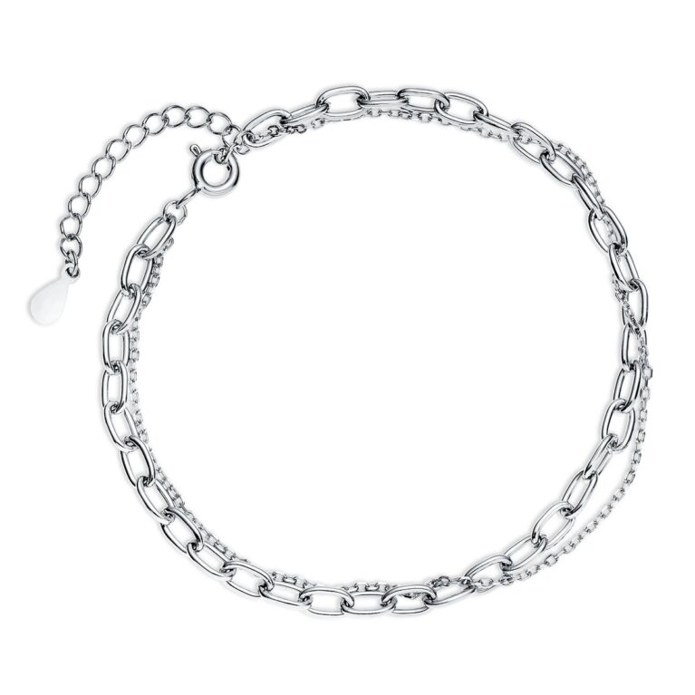 Διπλό Βραχιόλι Αλυσίδα 1 mm και 3 mm σε Χρυσό 14K ή Ασημί