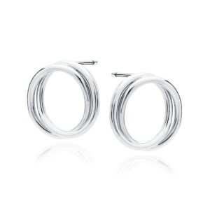 Καρφωτά Σκουλαρίκια Πλεγμένοι Κύκλοι 20 x 19 mm σε Χρυσό 14K ή Ασημί