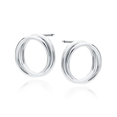 Καρφωτά Σκουλαρίκια Πλεγμένοι Κύκλοι 20 x 19 mm σε Χρυσό 14K ή Ασημί