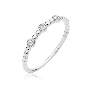 Λεπτό Δαχτυλίδι με Λευκά Ζιργκόν 3 mm σε Χρυσό 14K ή Ασημί