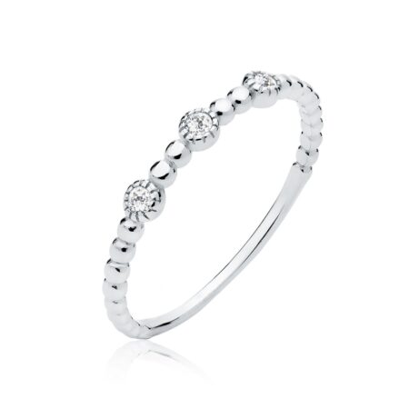 Λεπτό Δαχτυλίδι με Λευκά Ζιργκόν 3 mm σε Χρυσό 14K ή Ασημί