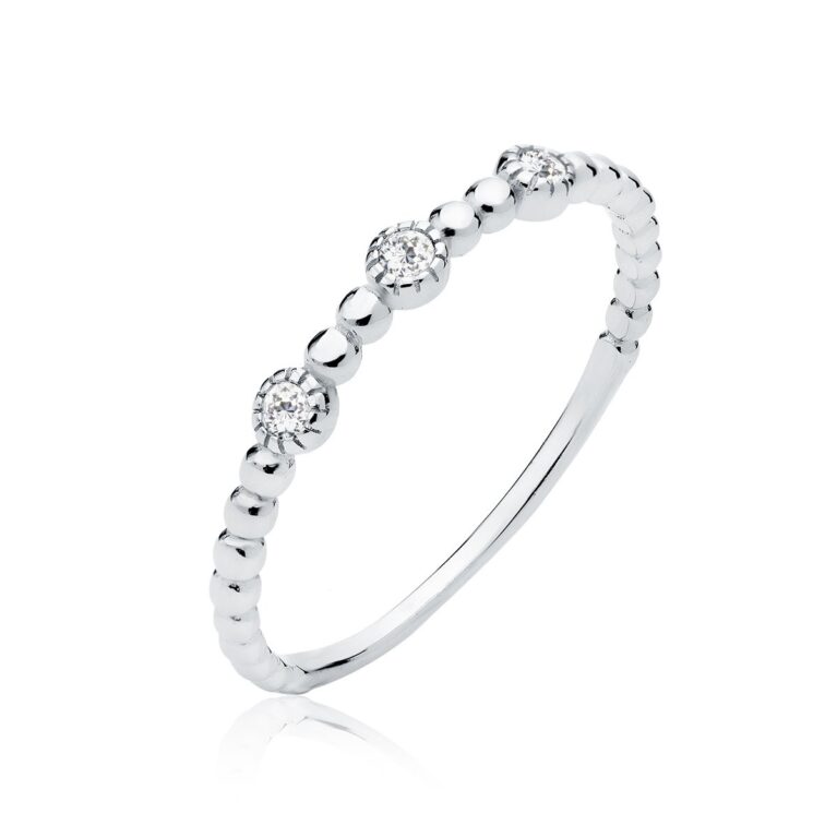 Λεπτό Δαχτυλίδι με Λευκά Ζιργκόν 3 mm σε Χρυσό 14K ή Ασημί