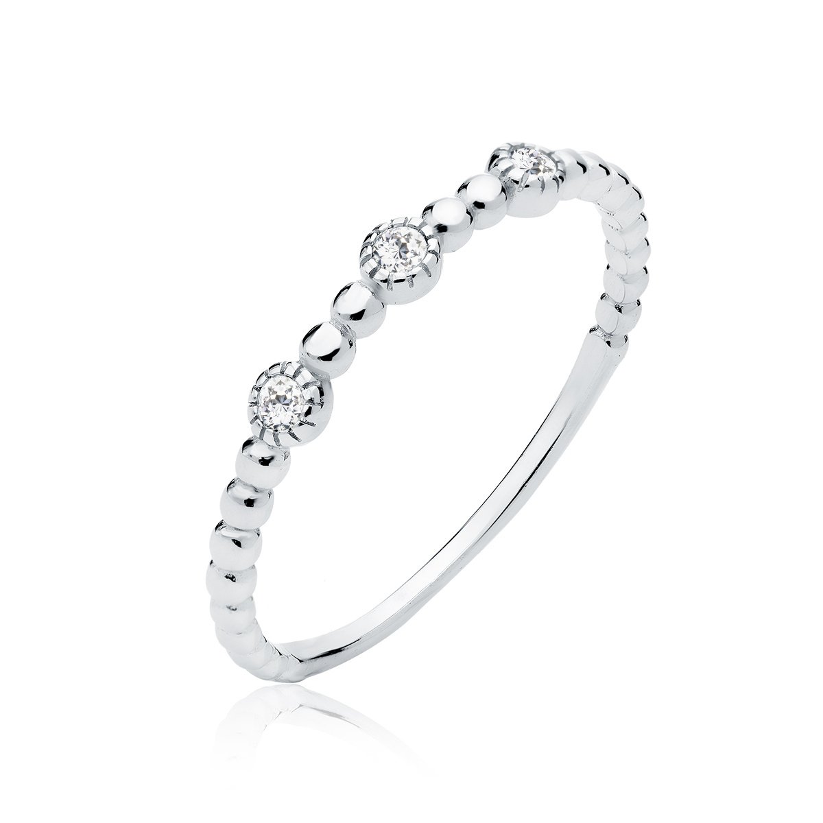 Λεπτό Δαχτυλίδι με Λευκά Ζιργκόν 3 mm σε Χρυσό 14K ή Ασημί