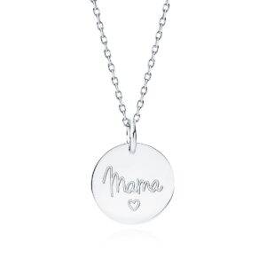 Κολιέ Ασήμι 925 Επιροδιωμένο με Χάραξη Mama