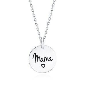Κολιέ Δίσκος 15 mm με Χαραγμένη Λέξη MAMA σε Χρυσό 14K ή Ασημί