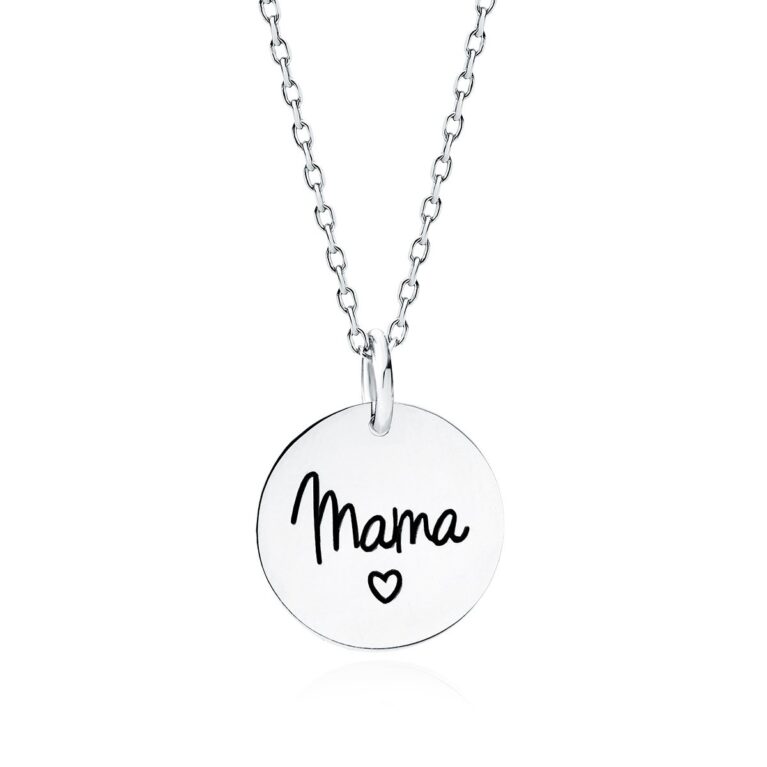Κολιέ Δίσκος 15 mm με Χαραγμένη Λέξη MAMA σε Χρυσό 14K ή Ασημί