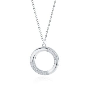 Κολιέ Κύκλος 19 mm με Λευκά Ζιργκόν σε Χρυσό 14K ή Ασημί