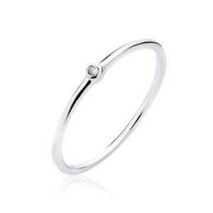 Πολύ Λεπτό Δαχτυλίδι με Ζιργκόν 2 mm και 0,8 g σε Χρυσό 14K ή Ασημί
