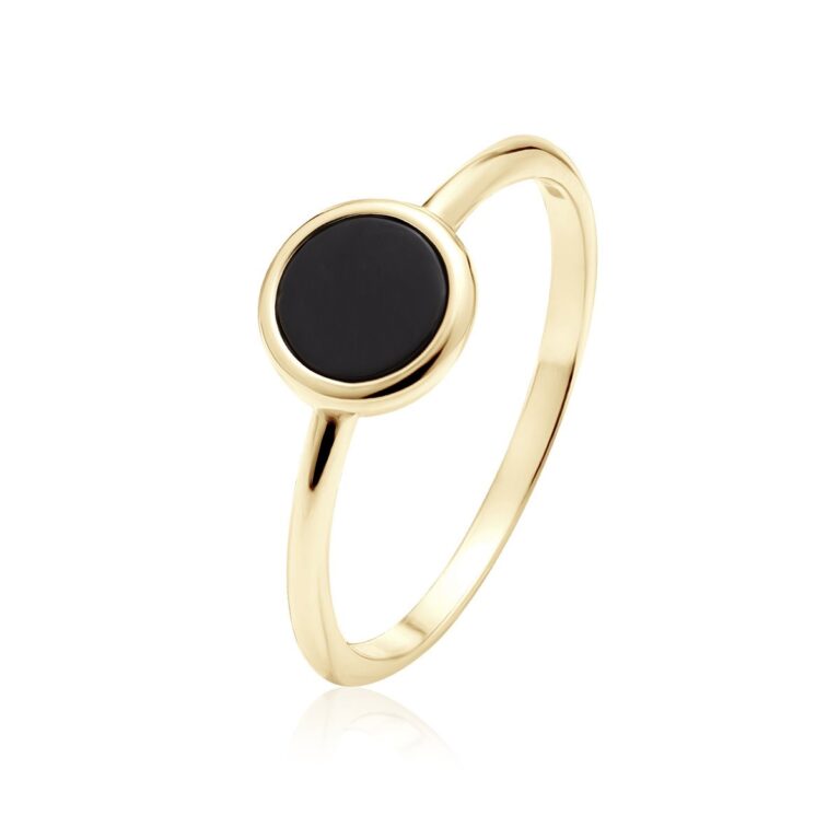 Δαχτυλίδι με Μαύρο Σμάλτο 8 mm σε Χρυσό 14K ή Ασημί