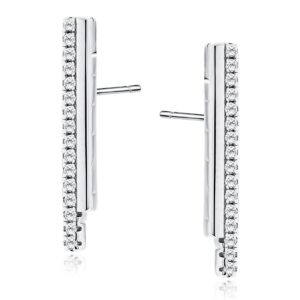 Καρφωτά Σκουλαρίκια Μπάρα 20 x 3 mm με Ζιργκόν σε Χρυσό 14K ή Ασημί