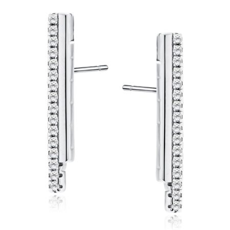 Καρφωτά Σκουλαρίκια Μπάρα 20 x 3 mm με Ζιργκόν σε Χρυσό 14K ή Ασημί