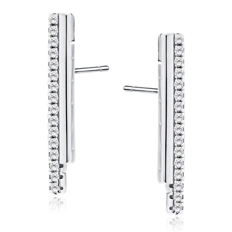 Καρφωτά Σκουλαρίκια Μπάρα 20 x 3 mm με Ζιργκόν σε Χρυσό 14K ή Ασημί