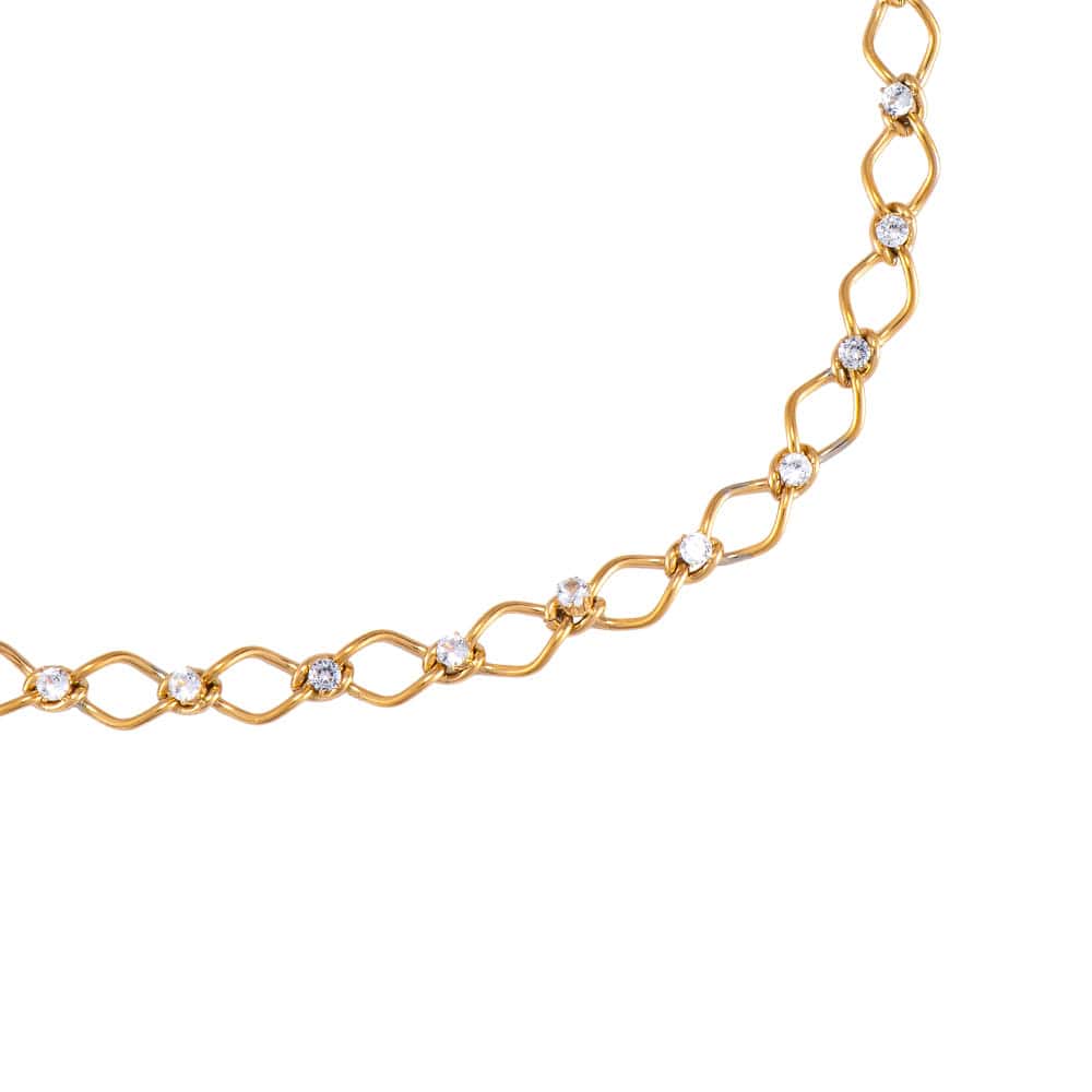Αλυσίδα Λαιμού Μαρουσώ από Ατσάλι 316L με Κυματιστούς Κρίκους και Μικρά Ζιργκόν στις Ενώσεις τους σε Ασημί - Image 3