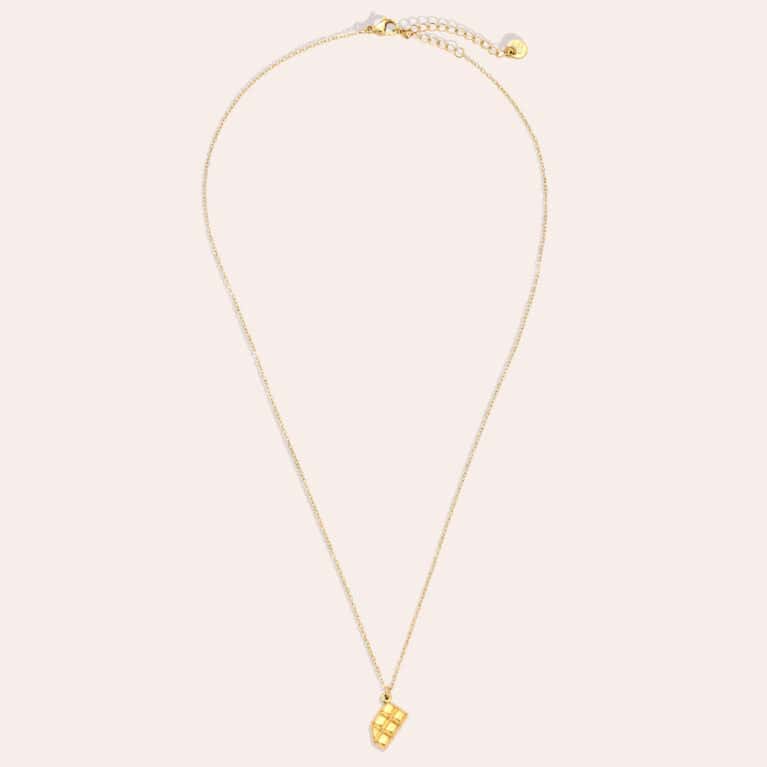 Λεπτό Κολιέ Φαίη από Ατσάλι 316L με Μικροσκοπική Πλάκα Σοκολάτας για Μενταγιόν 39 cm σε Χρυσό ή Ασημί