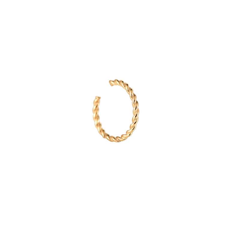 Ear Cuff Σεραφείνα από Ατσάλι 316L με Λεπτό Στριφτό Σύρμα, Χωρίς Τρύπα, σε Χρυσό ή Ασημί
