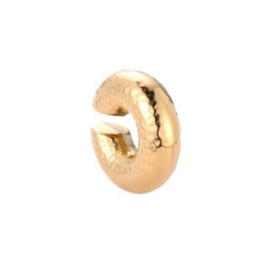 Χοντρό Ear Cuff Σοφιάννα από Ατσάλι 316L με Φουσκωτό Σχήμα και Σφυρήλατη Επιφάνεια Χωρίς Τρύπα σε Χρυσό ή Ασημί
