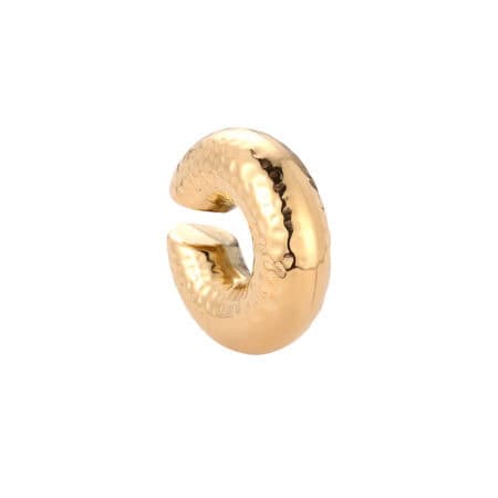 Χοντρό Ear Cuff Σοφιάννα από Ατσάλι 316L με Φουσκωτό Σχήμα και Σφυρήλατη Επιφάνεια Χωρίς Τρύπα σε Χρυσό ή Ασημί
