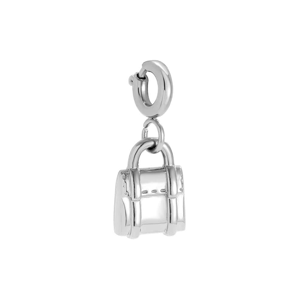 Charm Μαρκησία από Ατσάλι 316L σε Σχήμα Μικρής Γυναικείας Τσάντας με Λαβή και Κούμπωμα 12 mm σε Χρυσό ή Ασημί - Image 2