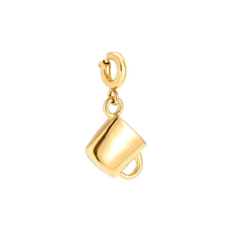 Charm Ευλαλία από Ατσάλι 316L σε Σχήμα Μικρής Κούπας με Χερούλι 10 mm σε Χρυσό ή Ασημί