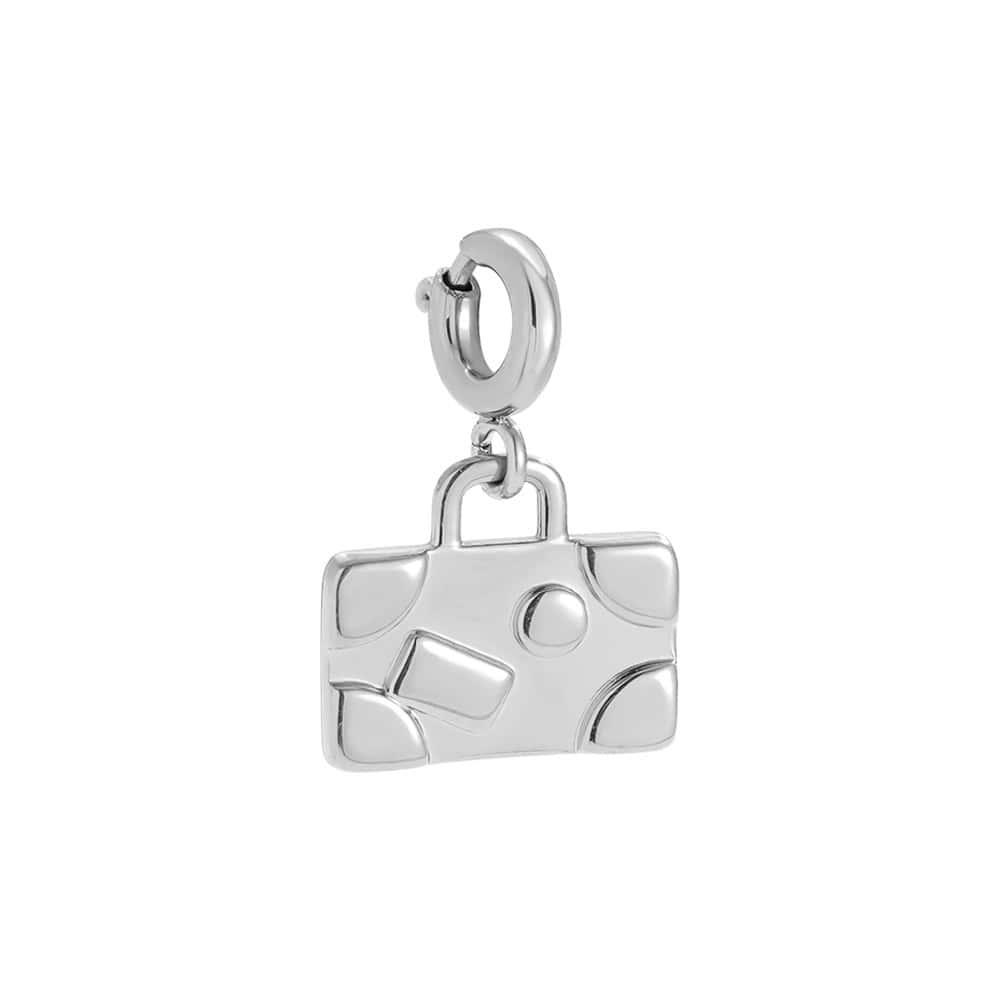 Charm Αίγινα από Ατσάλι 316L σε Σχήμα Τσάντας με Ανάγλυφες Λεπτομέρειες και Κούμπωμα 12 mm σε Χρυσό ή Ασημί - Image 2