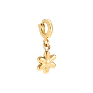 Charm Ανθούλα από Ατσάλι 316L σε Σχήμα Φουσκωτού Λουλουδιού με Έξι Πέταλα και Κούμπωμα 10,4 mm σε Χρυσό ή Ασημί