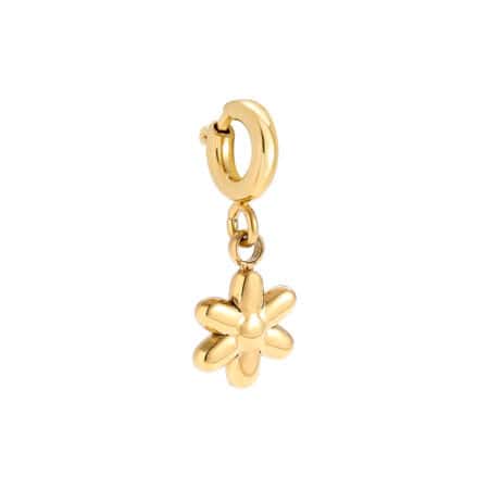 Charm Ανθούλα από Ατσάλι 316L σε Σχήμα Φουσκωτού Λουλουδιού με Έξι Πέταλα και Κούμπωμα 10,4 mm σε Χρυσό ή Ασημί