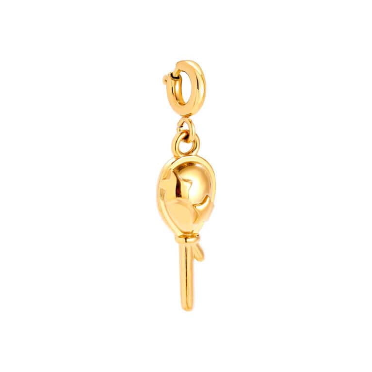 Charm Σύρος από Ατσάλι 316L σε Σχήμα Φουσκωτού Μπαλονιού με Κούμπωμα 2 cm σε Χρυσό ή Ασημί