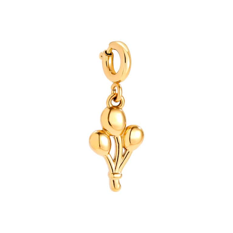 Charm Λιακάδα από Ατσάλι 316L με Τρία Φουσκωτά Μπαλόνια Δεμένα Μαζί και Κούμπωμα 15 mm σε Χρυσό ή Ασημί