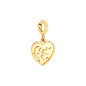 Charm Ίος από Ατσάλι 316L σε Σχήμα Καρδιάς με Σφυρήλατο Ανάγλυφο και Κούμπωμα 1 cm σε Χρυσό ή Ασημί