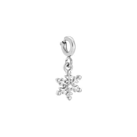 Charm Κρυσταλλένια από Ατσάλι 316L σε Σχήμα Χιονονιφάδας με Ζιργκόν στο Κέντρο 1,1 cm σε Ασημί