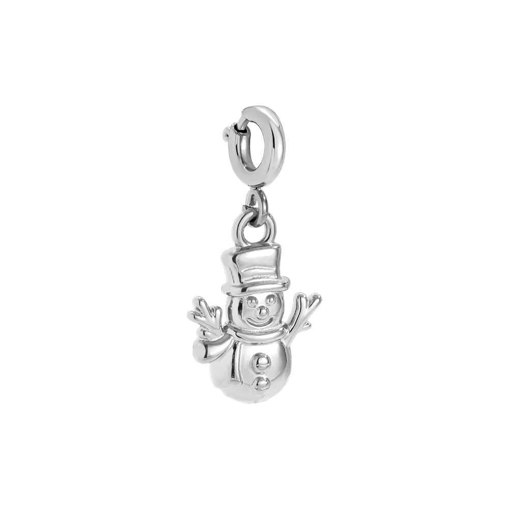 Charm Κάλυμνος από Ατσάλι 316L σε Σχήμα Χιονάνθρωπου με Καπέλο και Κούμπωμα 1,5 cm σε Χρυσό ή Ασημί - Image 2