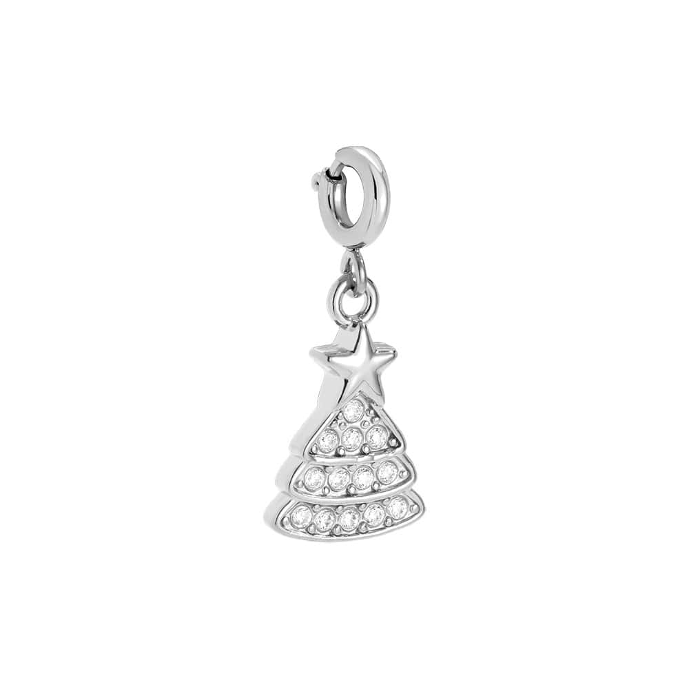Charm Μέτσοβο από Ατσάλι 316L σε Σχήμα Χριστουγεννιάτικου Δέντρου με Ζιργκόν και Αστέρι 1,5 cm σε Χρυσό ή Ασημί - Image 2