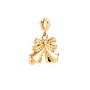Charm Δονούσα από Ατσάλι 316L σε Σχήμα Καμπάνας με Φιόγκο και Κούμπωμα 1,5 cm σε Χρυσό ή Ασημί