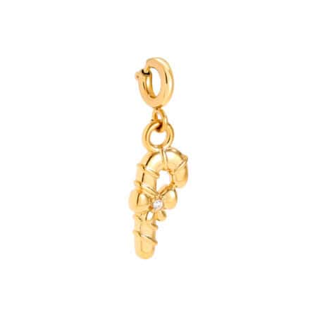 Charm Νόρα από Ατσάλι 316L σε Σχήμα Ζαχαρωτού Μπαστουνιού με Φιόγκο και Ζιργκόν 1,7 cm σε Χρυσό ή Ασημί