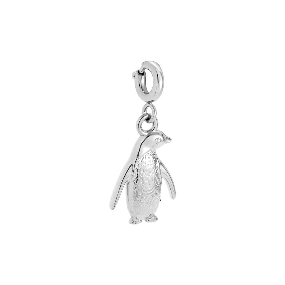 Charm Αρχοντούλα από Ατσάλι 316L σε Σχήμα Τρισδιάστατου Πιγκουίνου με Ανάγλυφα Φτερά 1,6 cm σε Χρυσό ή Ασημί - Image 2