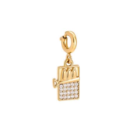 Charm Αμβροσία από Ατσάλι 316L σε Σχήμα Σοκολάτας με Μισοανοιγμένο Περιτύλιγμα και Ζιργκόν 20 mm σε Χρυσό