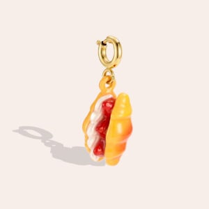 Charm Κέα από Ατσάλι 316L σε Σχήμα Χοτ Ντογκ με Χρωματιστό Σμάλτο και Κούμπωμα 25 mm σε Χρυσό ή Ασημί