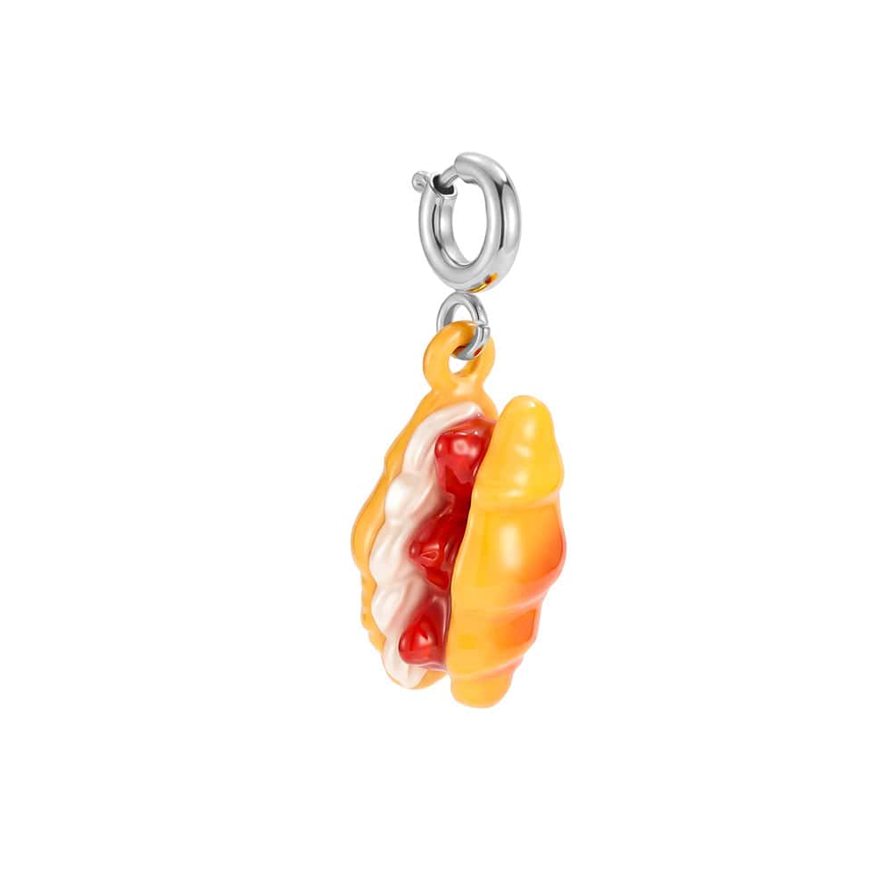 Charm Κέα από Ατσάλι 316L σε Σχήμα Χοτ Ντογκ με Χρωματιστό Σμάλτο και Κούμπωμα 25 mm σε Χρυσό ή Ασημί - Image 4