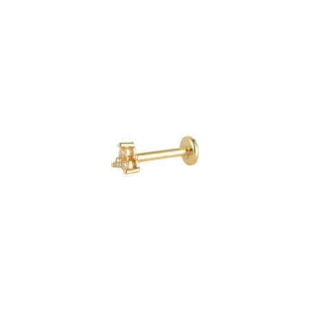 Piercing Κουφονήσι από Ατσάλι 316L με Μικροσκοπική Σύνθεση από Διάφανα Ζιργκόν και Επίπεδη Βάση