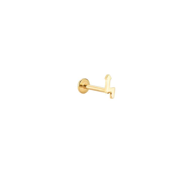 Μικρό Piercing Αρτέμιδα από Ατσάλι 316L με Μικροσκοπικό Βέλος και Επίπεδη Βάση σε Χρυσό