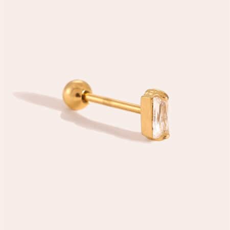 Piercing Αίγλη από Ατσάλι 316L με Ένα Ορθογώνιο Ζιργκόν σε Κοπή Μπαγκέτα σε Χρυσό ή Ασημί