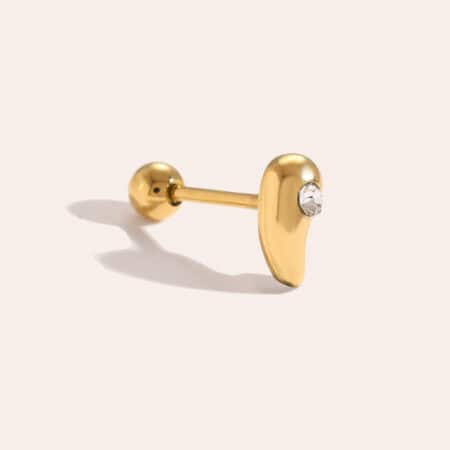 Piercing Δροσιά από Ατσάλι 316L σε Σχήμα Ακανόνιστης Σταγόνας με Ένα Ζιργκόν σε Χρυσό ή Ασημί