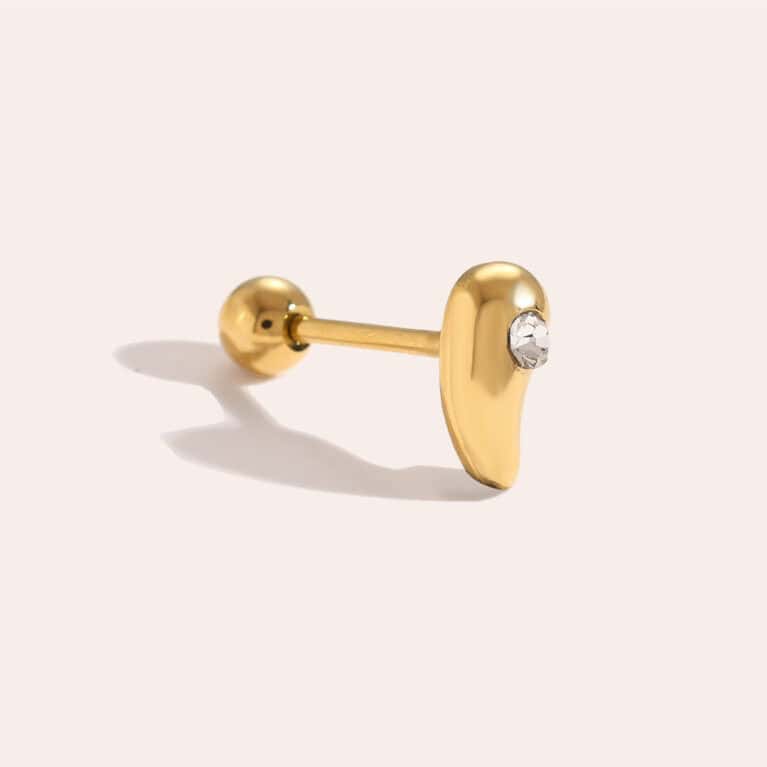 Piercing Δροσιά από Ατσάλι 316L σε Σχήμα Ακανόνιστης Σταγόνας με Ένα Ζιργκόν σε Χρυσό ή Ασημί