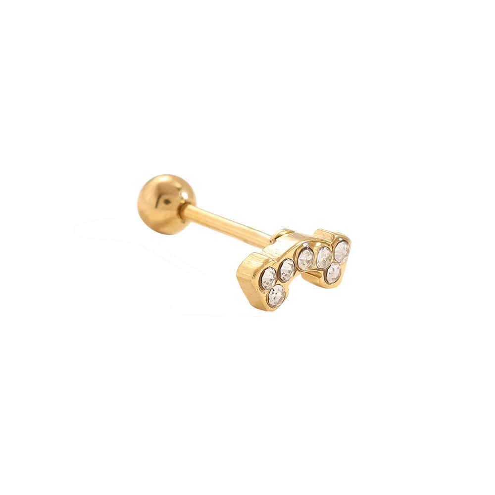 Piercing Αγαθονήσι από Ατσάλι 316L με Καμπυλωτή Μπάρα με Τέσσερα Ζιργκόν σαν Χαμόγελο σε Χρυσό ή Ασημί - Image 3