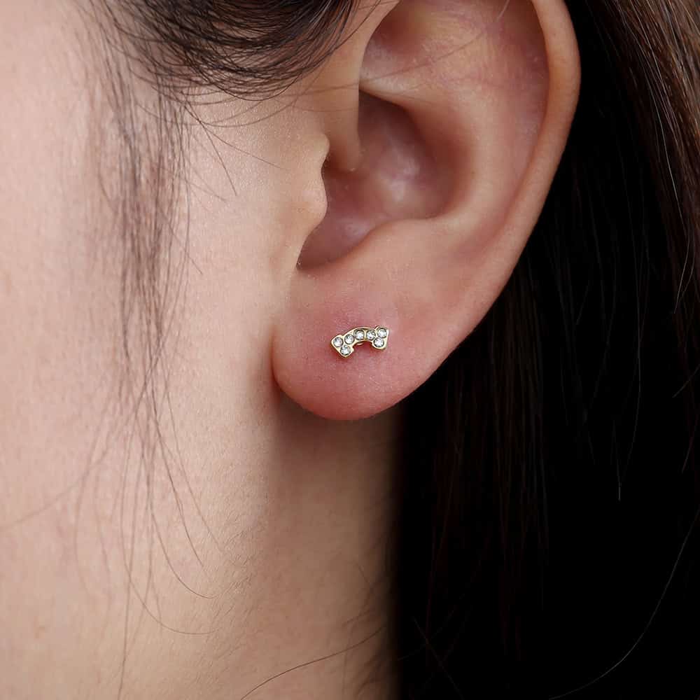 Piercing Αγαθονήσι από Ατσάλι 316L με Καμπυλωτή Μπάρα με Τέσσερα Ζιργκόν σαν Χαμόγελο σε Χρυσό ή Ασημί - Image 4