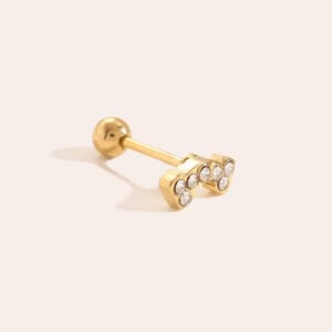 Piercing Αγαθονήσι από Ατσάλι 316L με Καμπυλωτή Μπάρα με Τέσσερα Ζιργκόν σαν Χαμόγελο σε Χρυσό ή Ασημί
